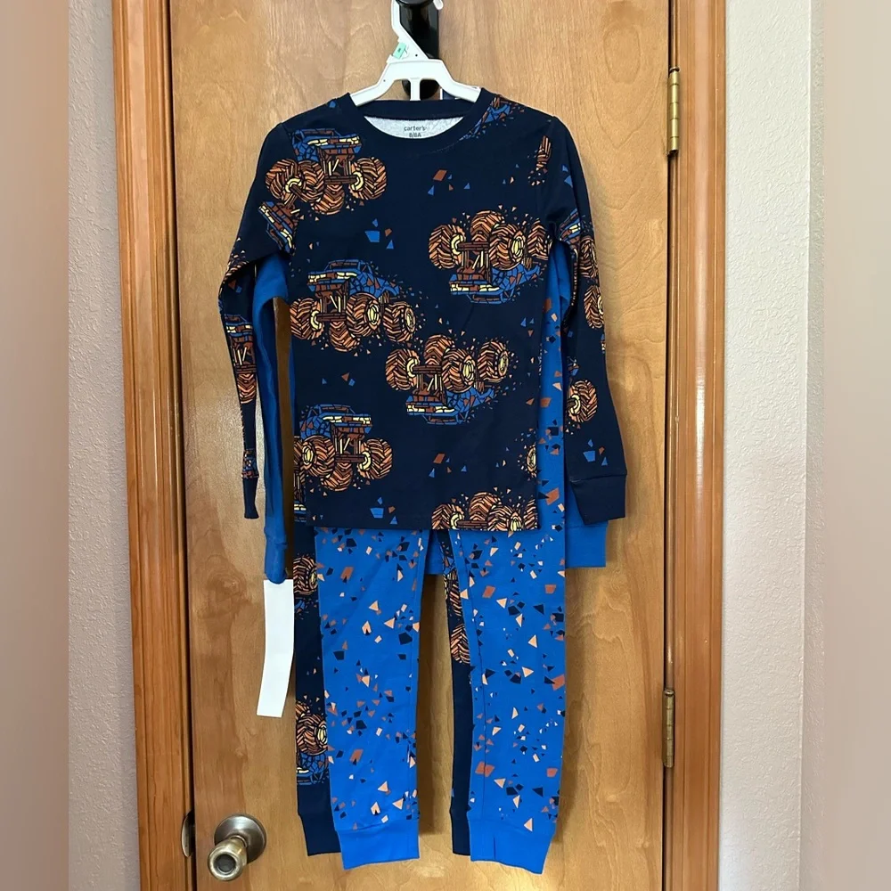 4 piece set of 2 Monster Truck pajama long sleeve set